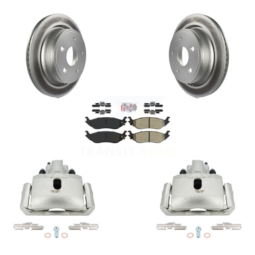 Rear Brake Caliper Coat Rotor & Semi-Metallic Pad Kit For Ram 1500 Classic Dodge Durango KCG-100801N