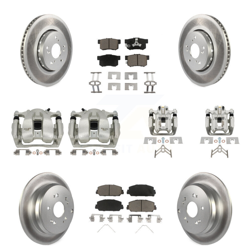 Front Rear Disc Brake Caliper Coat Rotors Ceramic Pad Kit (10Pc) For 2016-2018 Acura RDX KCG-100802C