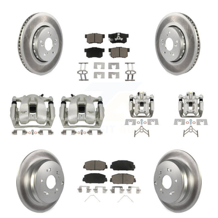 Front Rear Disc Brake Caliper Coat Rotors Ceramic Pad Kit (10Pc) For 2016-2018 Acura RDX KCG-100802C