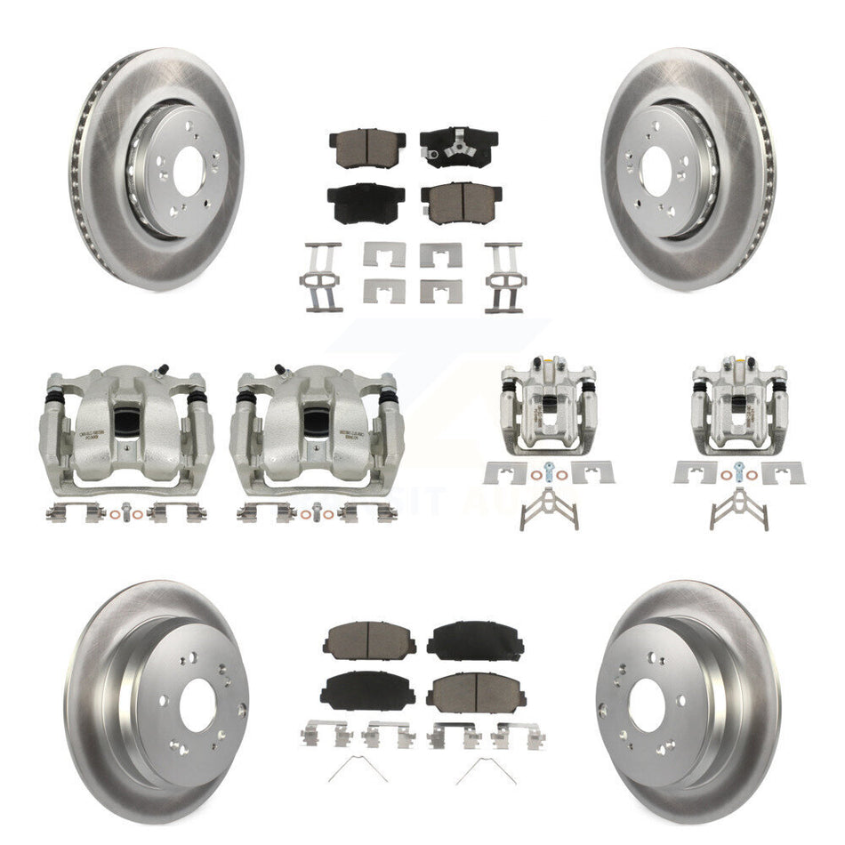 Front Rear Disc Brake Caliper Coat Rotors Ceramic Pad Kit (10Pc) For 2016-2018 Acura RDX KCG-100802C