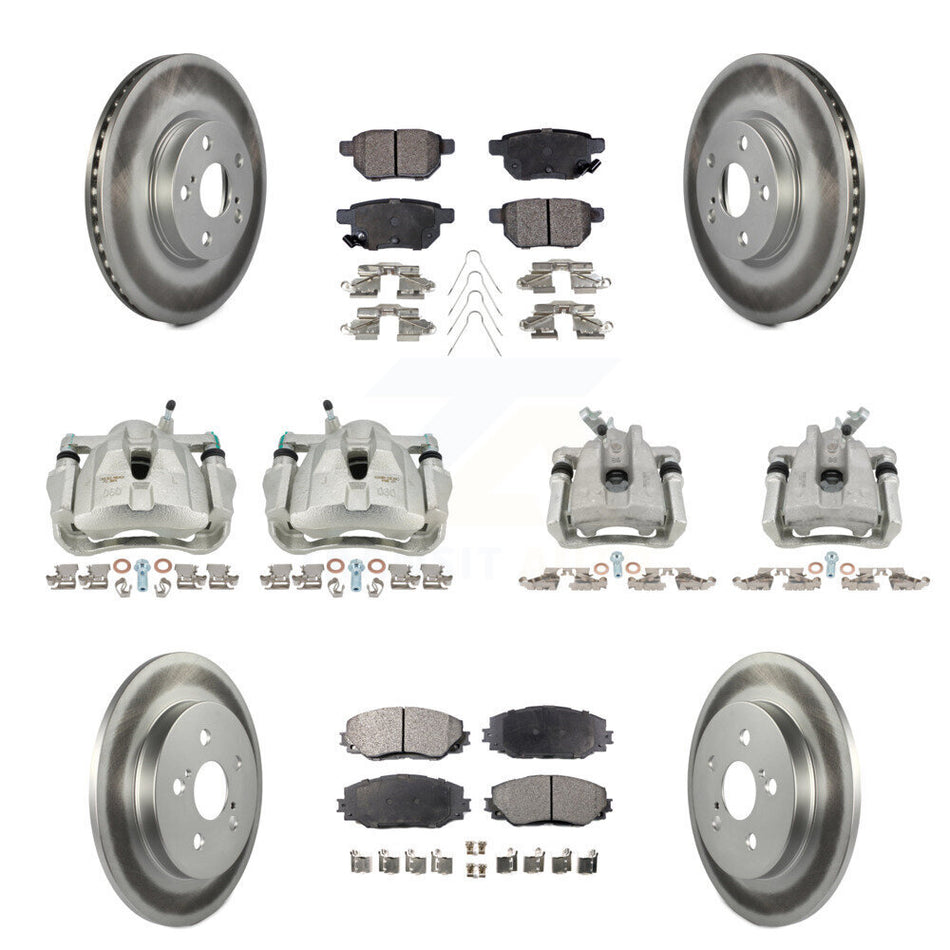 Front Rear Brake Caliper Coat Rotor Semi-Metallic Pad Kit (10Pc) For Toyota Corolla Vibe KCG-100802P