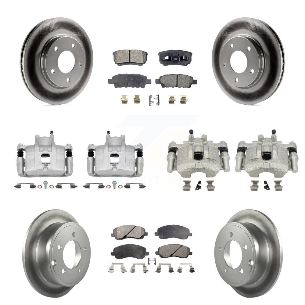 Front Rear Brake Caliper Coat Rotor & Semi-Metallic Pad Kit (10Pc) For Mitsubishi Lancer KCG-100803P