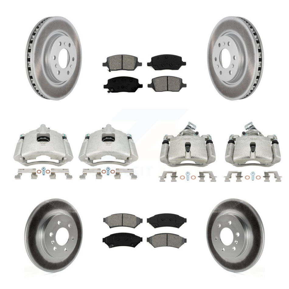 Front Rear Disc Brake Caliper Coated Rotors And Semi-Metallic Pads Kit (10Pc) For Chevrolet Uplander Buick Terraza Pontiac Montana Saturn Relay KCG-100803S