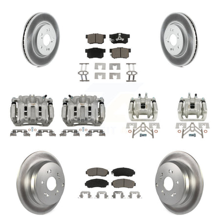 Front Rear Disc Brake Caliper Coat Rotor Ceramic Pad Kit (10Pc) For Honda CR-V Acura RDX KCG-100804C