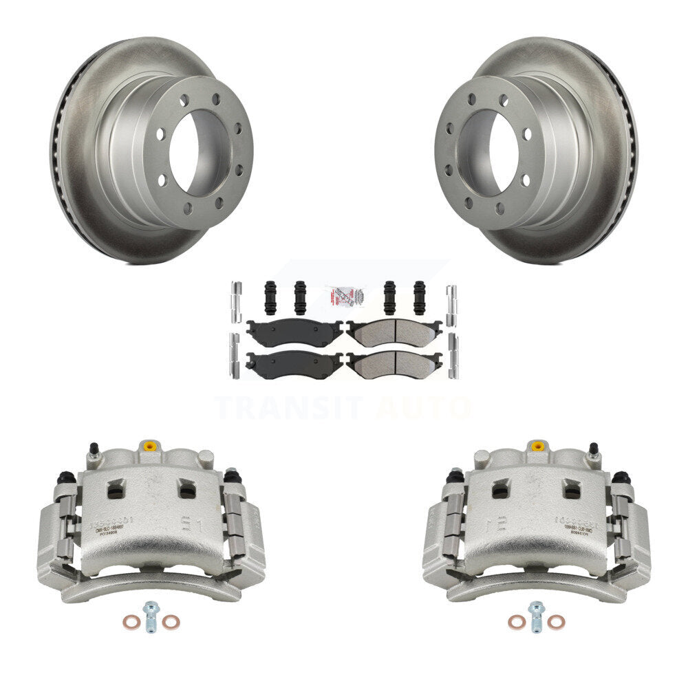 Rear Disc Brake Caliper Coated Rotors And Semi-Metallic Pads Kit For Dodge Ram 3500 KCG-100804N
