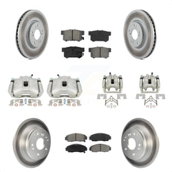 Front Rear Disc Brake Caliper Coated Rotors And Semi-Metallic Pads Kit (10Pc) For 2004-2005 Acura TL Automatic transmission KCG-100804S
