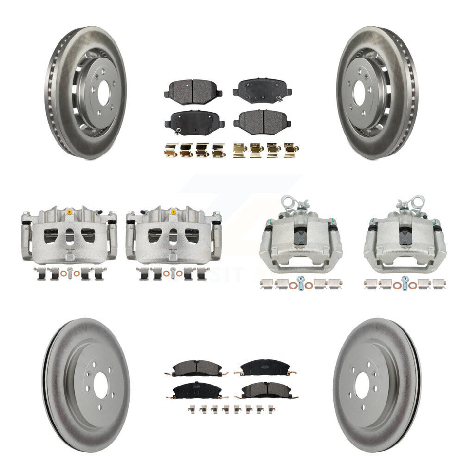 Front Rear Brake Caliper Coat Rotor Ceramic Pad Kit (10Pc) For Ford Explorer Flex Taurus KCG-100804T