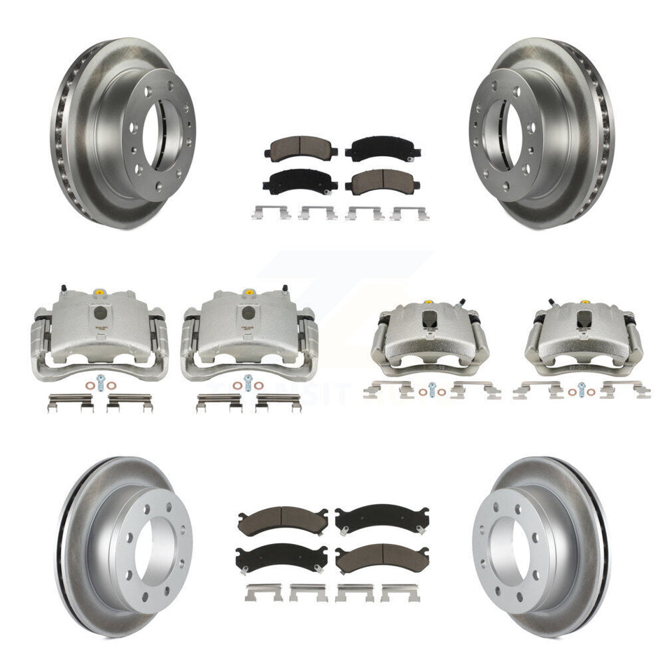 Front Rear Disc Brake Caliper Coated Rotors And Ceramic Pads Kit (10Pc) For Chevrolet Express 2500 GMC Savana KCG-100805C