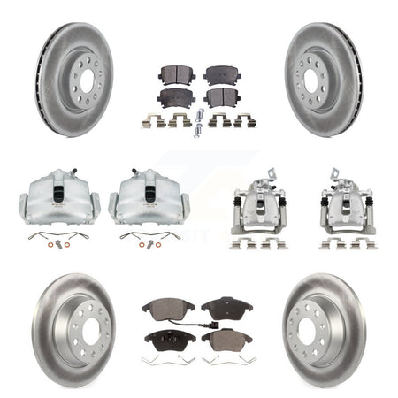 Front Rear Brake Caliper Coat Rotors Semi-Metallic Pad Kit (10Pc) For Volkswagen CC 2.0L KCG-100806P