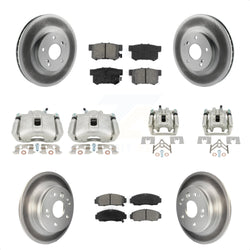Front Rear Disc Brake Caliper Coated Rotors And Semi-Metallic Pads Kit (10Pc) For Acura TL KCG-100806S