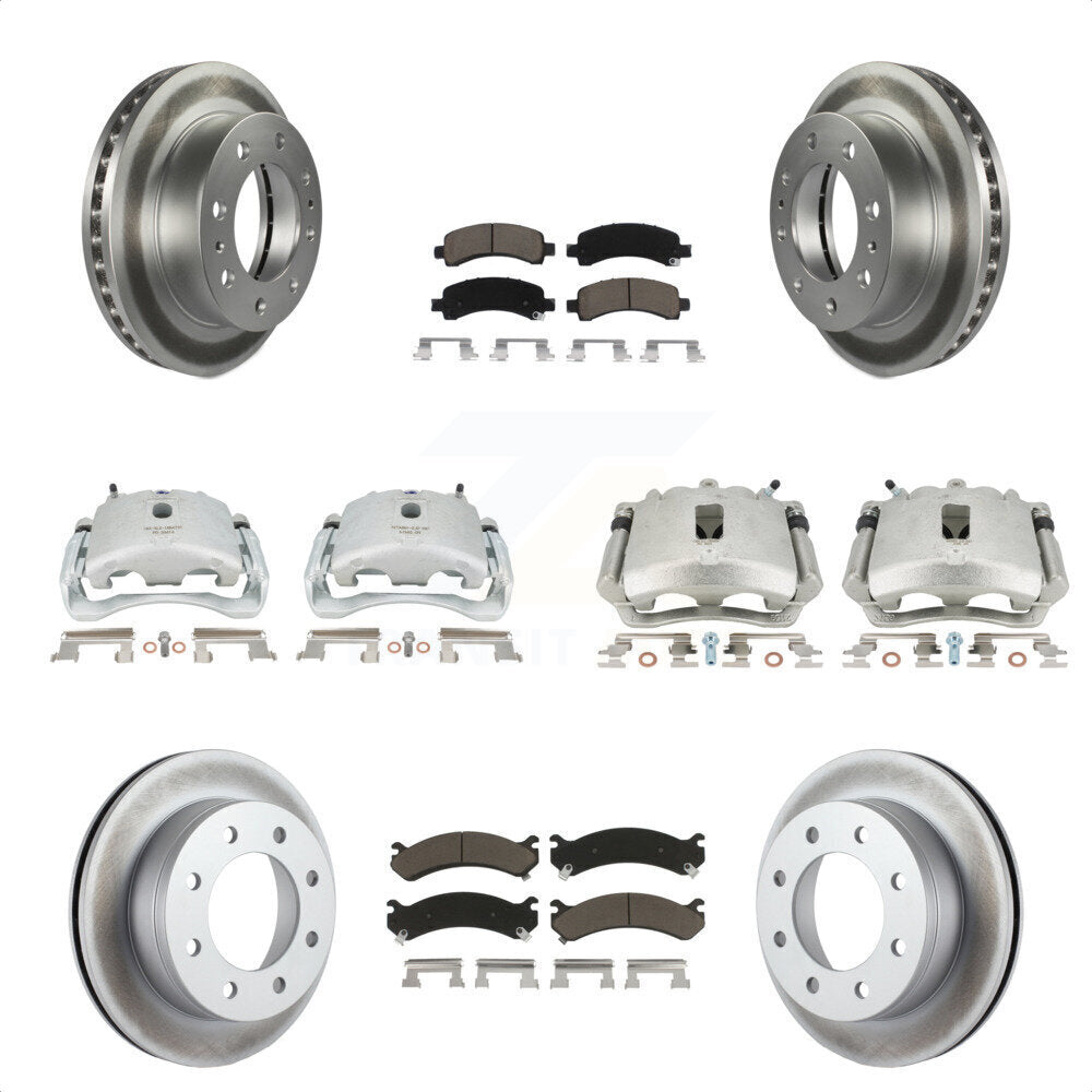 Front Rear Disc Brake Caliper Coated Rotors And Ceramic Pads Kit (10Pc) For Chevrolet Express 2500 GMC Savana KCG-100807C by Transit Auto