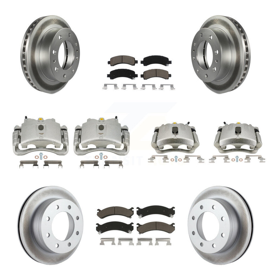 Front Rear Disc Brake Caliper Coated Rotors And Ceramic Pads Kit (10Pc) For Chevrolet Express 2500 GMC Savana KCG-100807C
