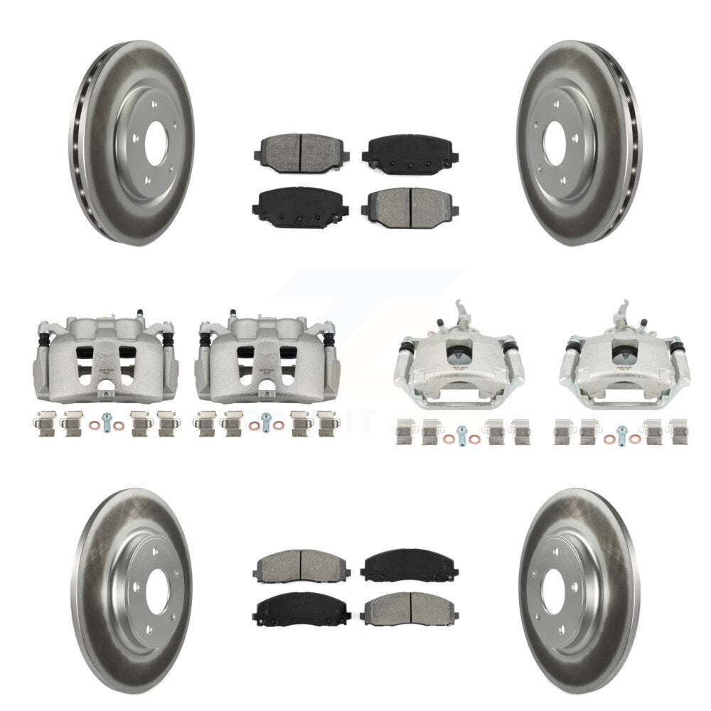 Front Rear Brake Caliper Coat Rotor Semi-Metallic Pad Kit (10Pc) For 14-20 Dodge Journey KCG-100807S
