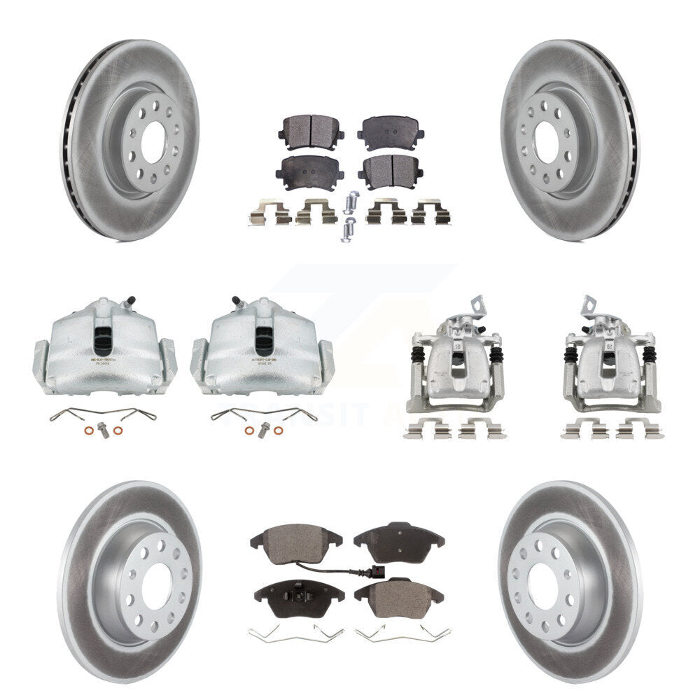 Front Rear Brake Caliper Coat Rotor & Semi-Metallic Pad Kit (10Pc) For Volkswagen Passat KCG-100808P