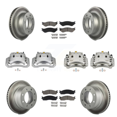 Front Rear Disc Brake Caliper Coated Rotor And Ceramic Pad Kit (10Pc) For Dodge Ram 3500 KCG-100809C