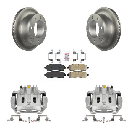 Rear Disc Brake Caliper Coat Rotor Semi-Metallic Pad Kit For Ford F-350 Super Duty F-250 KCG-100809N