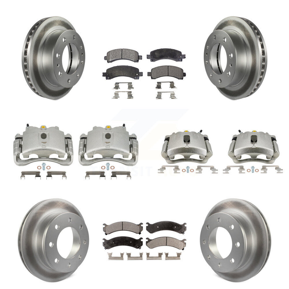 Front Rear Disc Brake Caliper Coated Rotors And Semi-Metallic Pads Kit (10Pc) For Chevrolet Express 2500 GMC Savana KCG-100809P