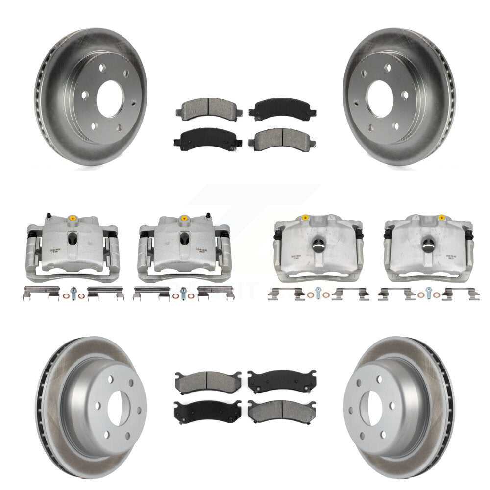 Front Rear Brake Caliper Coat Rotor Semi-Metallic Pad Kit (10Pc) For Chevrolet Avalanche KCG-100809S