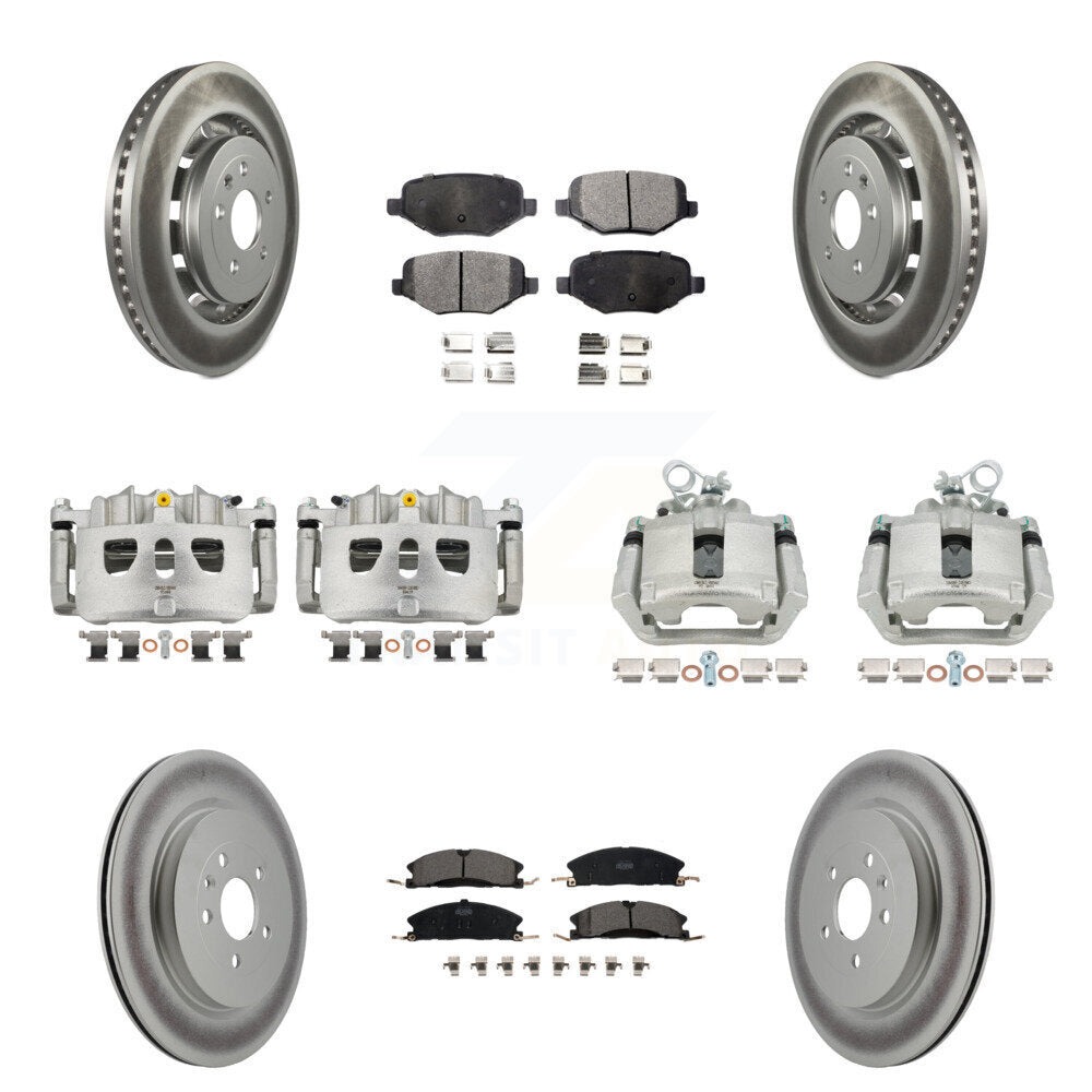 Front Rear Brake Caliper Coat Rotors Ceramic Pad Kit (10Pc) For Ford Explorer Police MKS KCG-100809T
