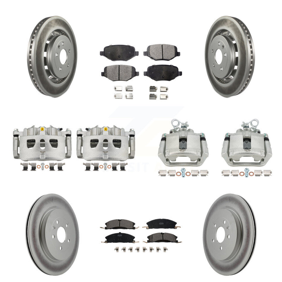 Front Rear Brake Caliper Coat Rotors Ceramic Pad Kit (10Pc) For Ford Explorer Police MKS KCG-100809T