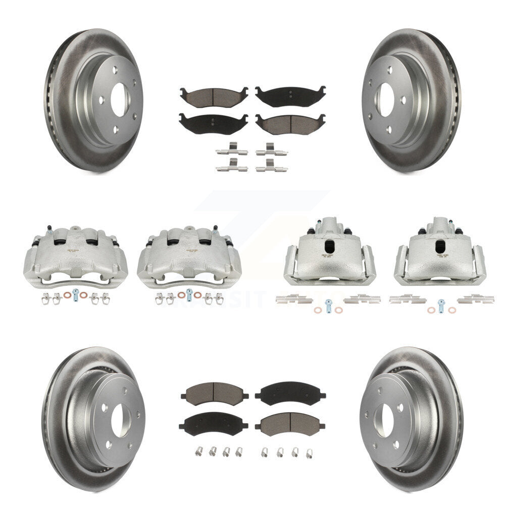 Front Rear Disc Brake Caliper Coated Rotor And Ceramic Pad Kit (10Pc) For Dodge Ram 1500 KCG-100810C