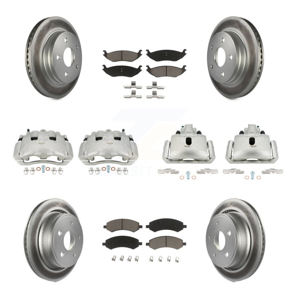 Front Rear Disc Brake Caliper Coated Rotor And Ceramic Pad Kit (10Pc) For Dodge Ram 1500 KCG-100810C