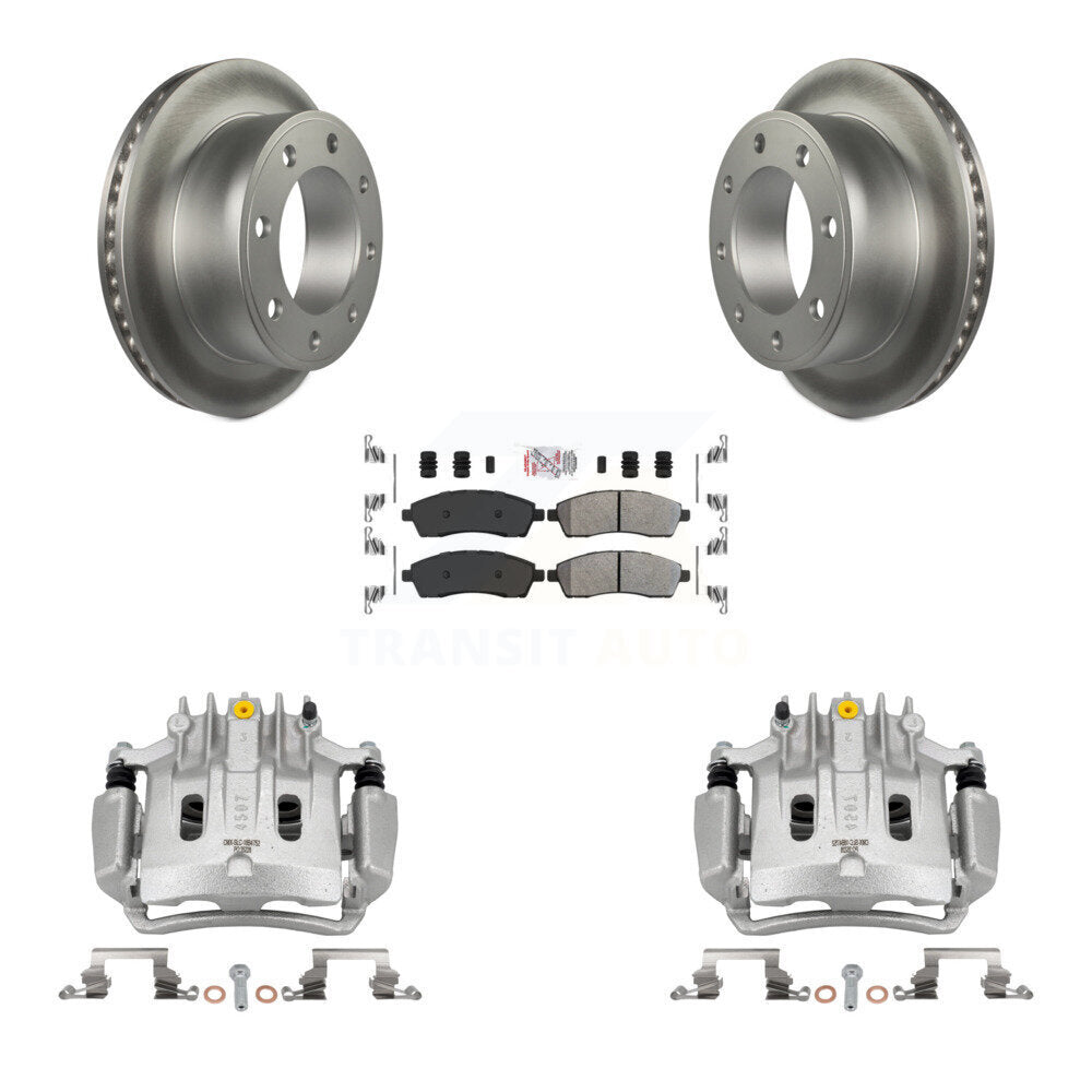 Rear Disc Brake Caliper Coated Rotors And Semi-Metallic Pads Kit For Ford Excursion KCG-100810N