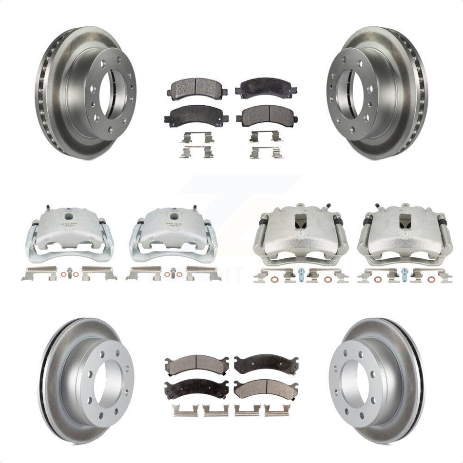 Front Rear Disc Brake Caliper Coated Rotors And Semi-Metallic Pads Kit (10Pc) For Chevrolet Express 2500 GMC Savana KCG-100810P by Transit Auto