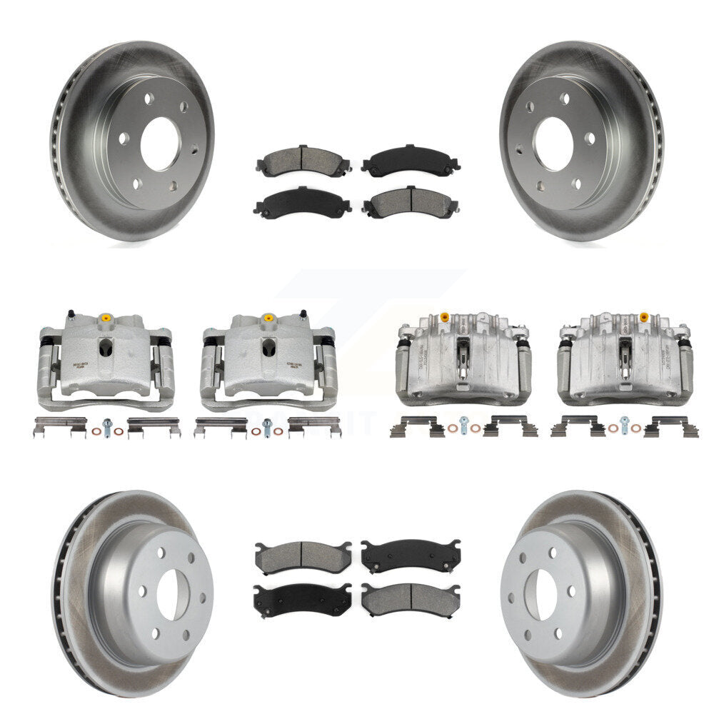 Front Rear Brake Caliper Coat Rotor Semi-Metallic Pad Kit (10Pc) For Chevrolet Silverado KCG-100810S