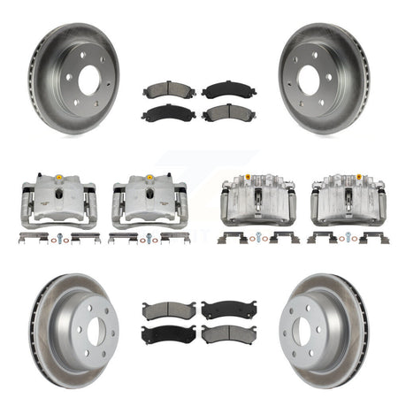 Front Rear Brake Caliper Coat Rotor Semi-Metallic Pad Kit (10Pc) For Chevrolet Silverado KCG-100810S