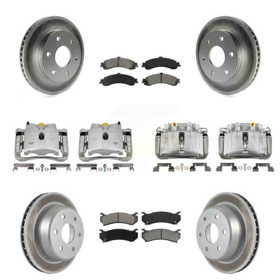 Front Rear Brake Caliper Coat Rotor Semi-Metallic Pad Kit (10Pc) For Chevrolet Silverado KCG-100810S