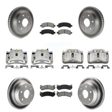 Front Rear Disc Brake Caliper Coated Rotors And Semi-Metallic Pads Kit (10Pc) For KCG-100811S
