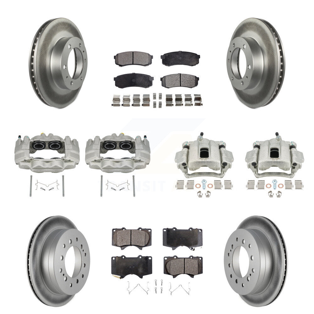 Front Rear Disc Brake Caliper Coat Rotors & Ceramic Pad Kit (10Pc) For Toyota FJ Cruiser KCG-100811T