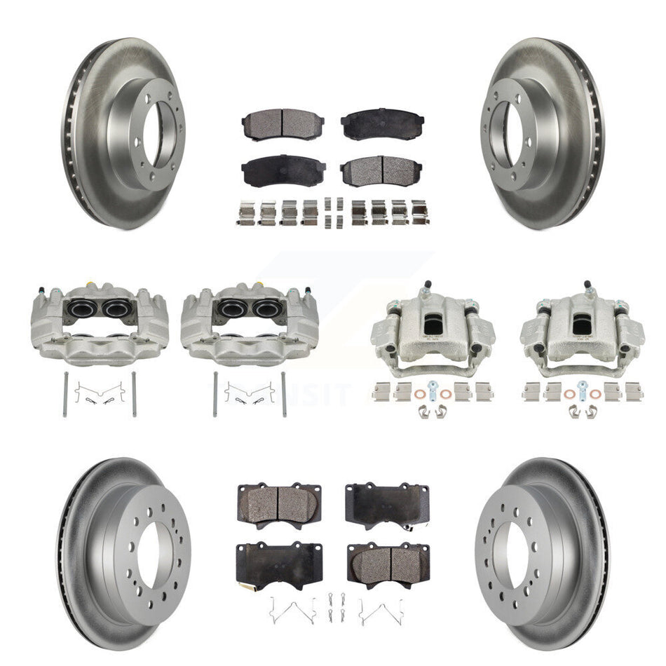 Front Rear Disc Brake Caliper Coat Rotors & Ceramic Pad Kit (10Pc) For Toyota FJ Cruiser KCG-100811T