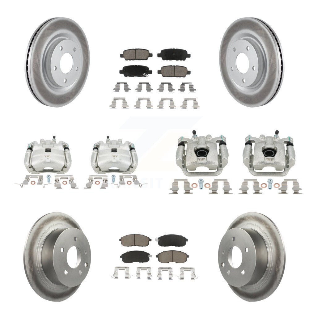 Front Rear Disc Brake Caliper Coat Rotor & Ceramic Pad Kit (10Pc) For Nissan Sentra Juke KCG-100812C