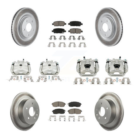 Front Rear Disc Brake Caliper Coat Rotor & Ceramic Pad Kit (10Pc) For Nissan Sentra Juke KCG-100812C