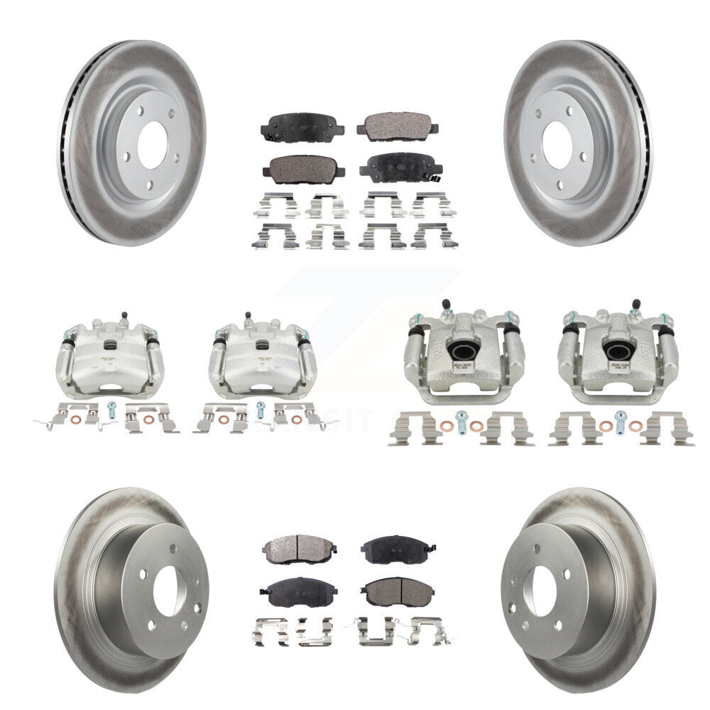 Front Rear Brake Caliper Coat Rotors Semi-Metallic Pad Kit (10Pc) For Nissan Sentra Juke KCG-100812P