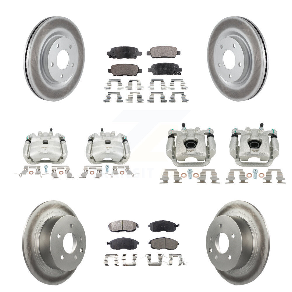 Front Rear Disc Brake Caliper Coat Rotor & Ceramic Pad Kit (10Pc) For Nissan Sentra Juke KCG-100812T