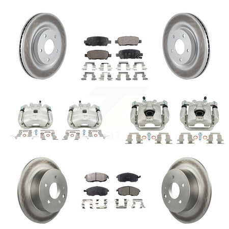 Front Rear Disc Brake Caliper Coat Rotor & Ceramic Pad Kit (10Pc) For Nissan Sentra Juke KCG-100812T