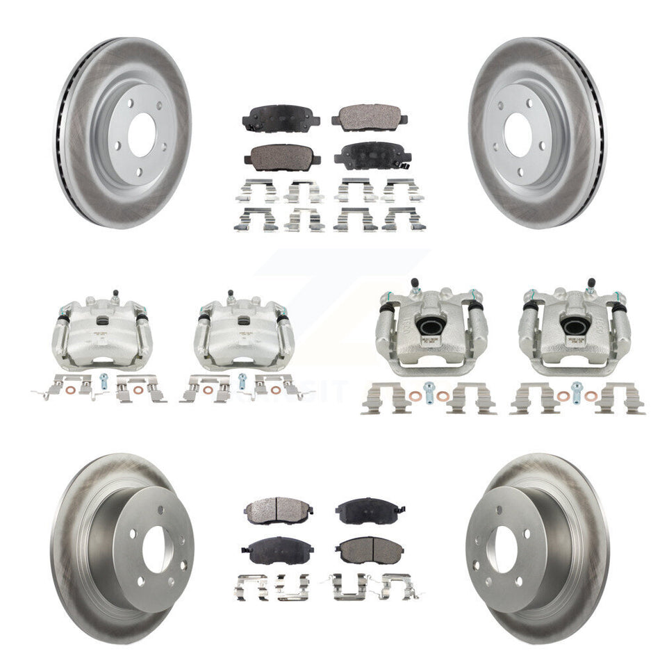 Front Rear Disc Brake Caliper Coat Rotor & Ceramic Pad Kit (10Pc) For Nissan Sentra Juke KCG-100812T