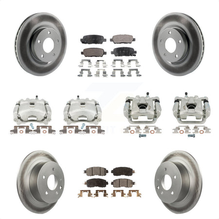 Front Rear Disc Brake Caliper Coated Rotors And Semi-Metallic Pads Kit (10Pc) For Nissan Altima KCG-100813P by Transit Auto