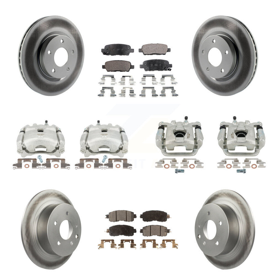 Front Rear Disc Brake Caliper Coated Rotors And Semi-Metallic Pads Kit (10Pc) For Nissan Altima KCG-100813P