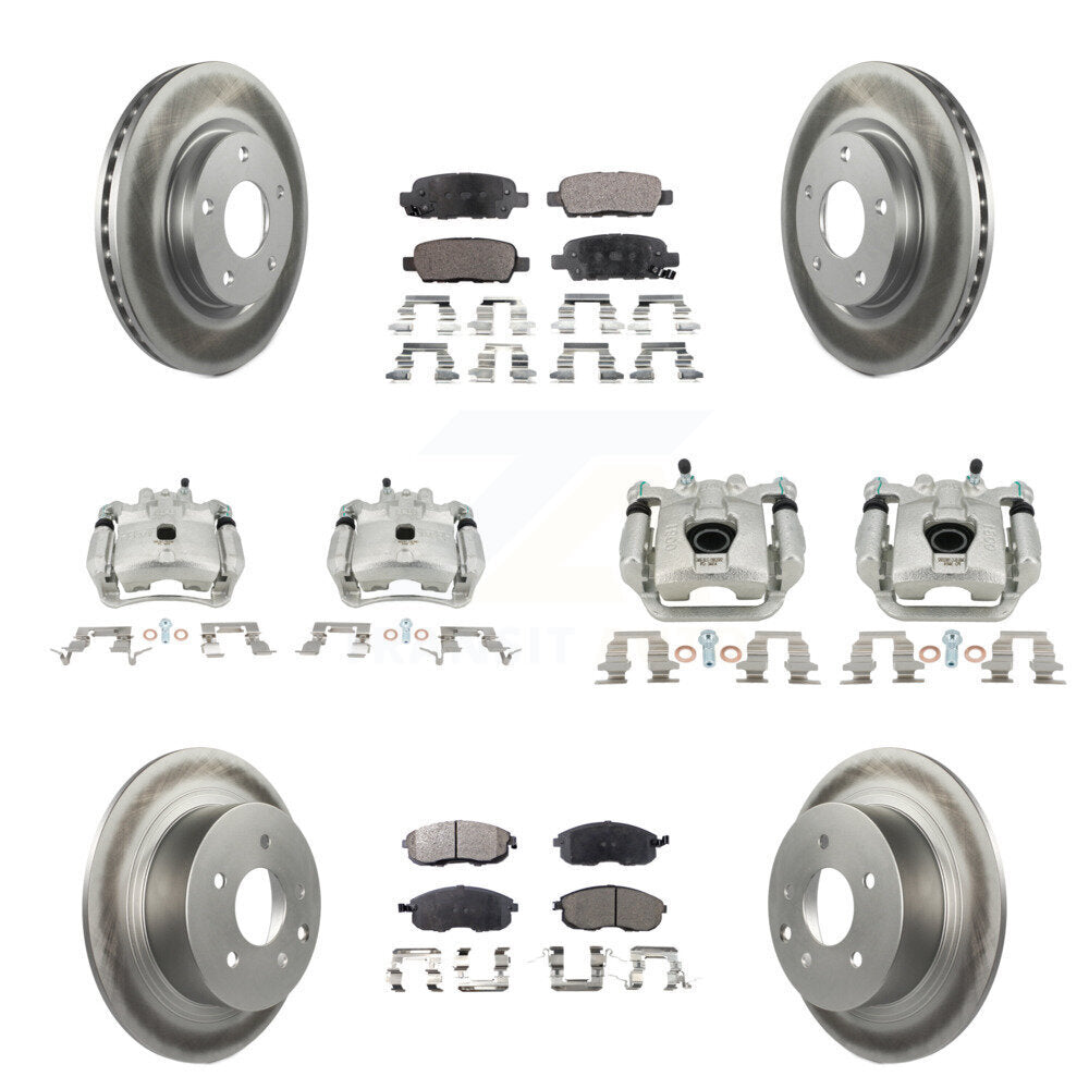 Front Rear Disc Brake Caliper Coated Rotors And Ceramic Pad Kit (10Pc) For Nissan Sentra KCG-100813T