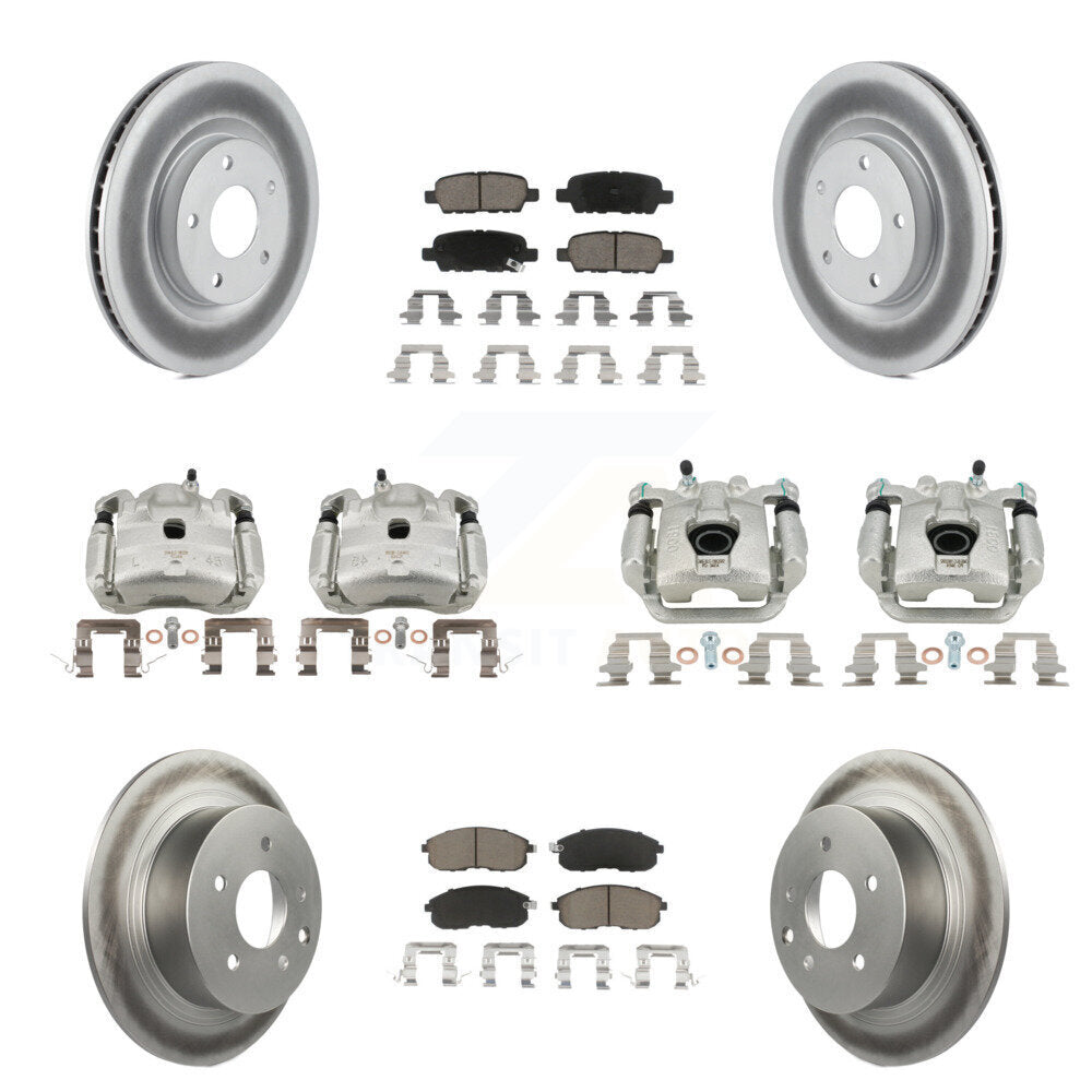 Front Rear Disc Brake Caliper Coated Rotors And Ceramic Pad Kit (10Pc) For Nissan Sentra KCG-100814C