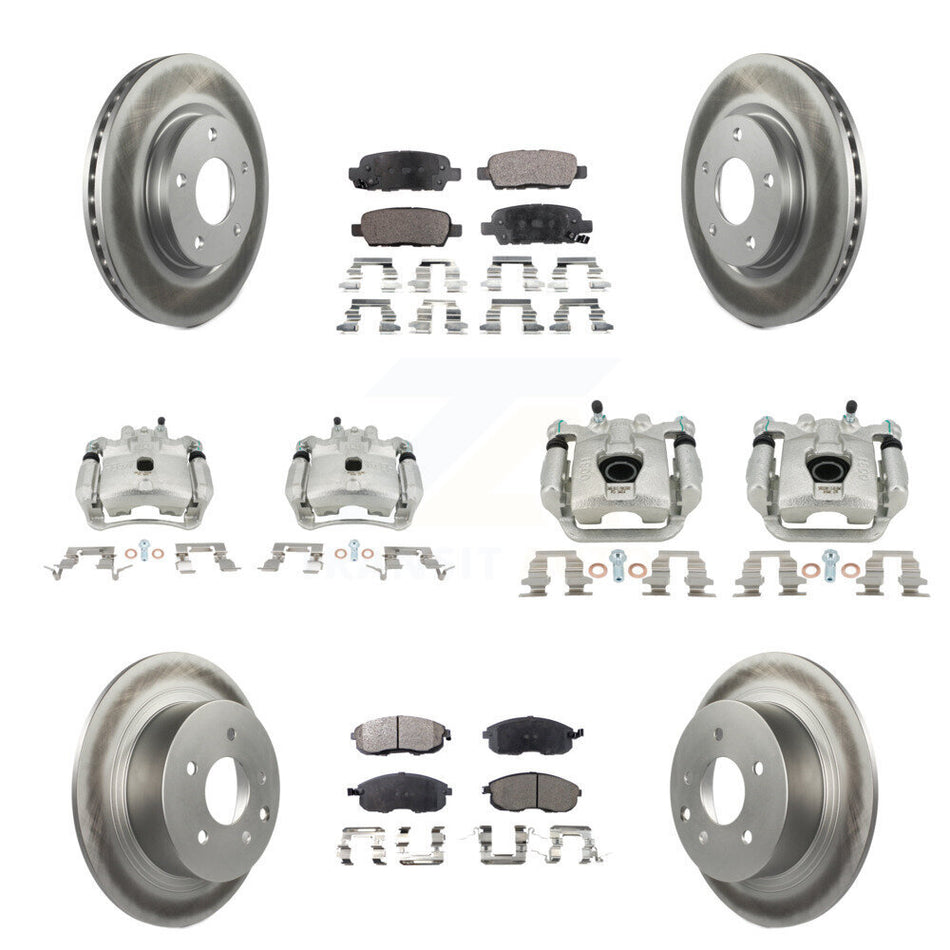 Front Rear Disc Brake Caliper Coat Rotors Semi-Metallic Pad Kit (10Pc) For Nissan Sentra KCG-100814P