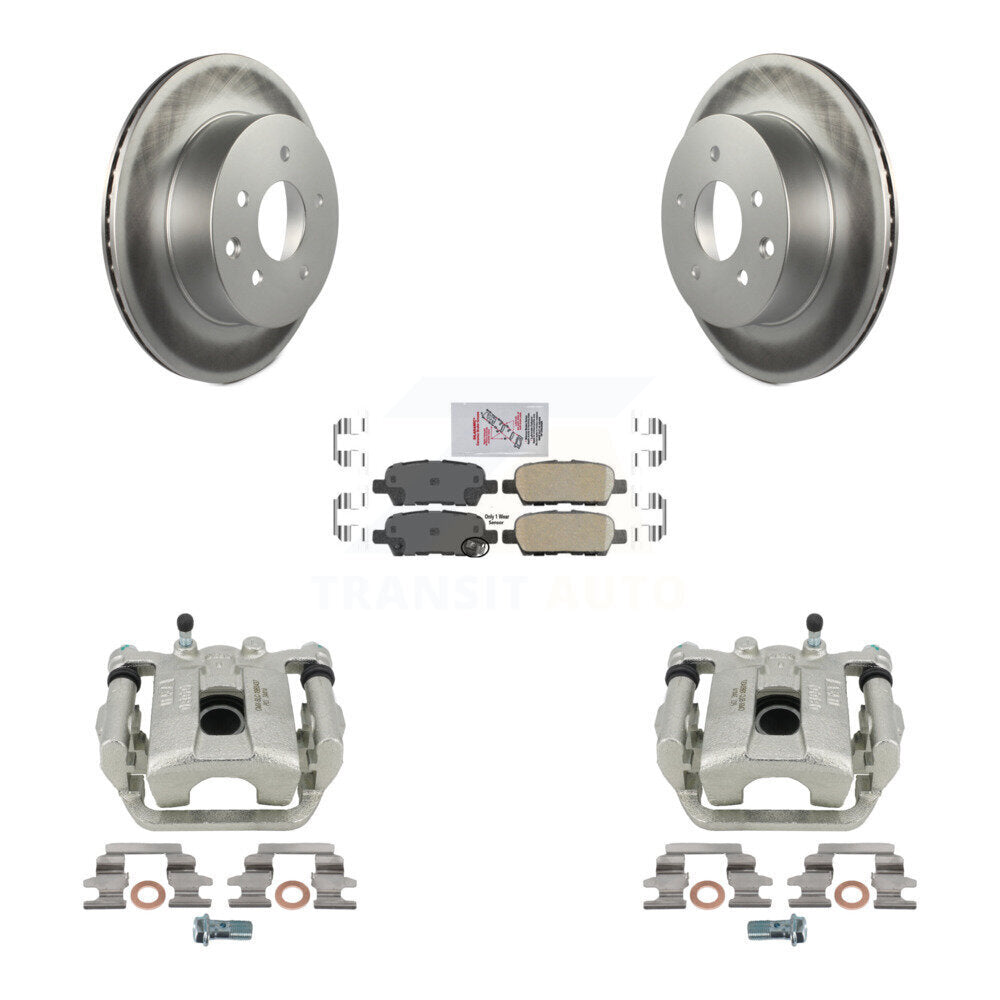 Rear Disc Brake Caliper Coated Rotors And Ceramic Pads Kit For Nissan Rogue Select X-Trail KCG-100815N by Transit Auto