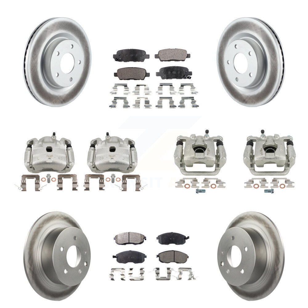 Front Rear Disc Brake Caliper Coat Rotors Semi-Metallic Pad Kit (10Pc) For Nissan Altima KCG-100815P