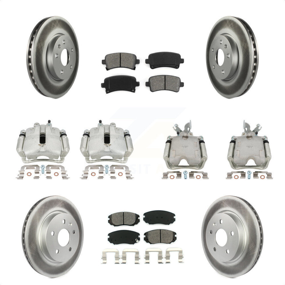 Front Rear Disc Brake Caliper Coated Rotors And Semi-Metallic Pads Kit (10Pc) For Chevrolet Impala Malibu KCG-100815S by Transit Auto