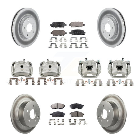 Front Rear Disc Brake Caliper Coat Rotors Semi-Metallic Pad Kit (10Pc) For Nissan Sentra KCG-100816P