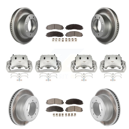 Front Rear Disc Brake Caliper Coated Rotors And Semi-Metallic Pads Kit (10Pc) For KCG-100818P